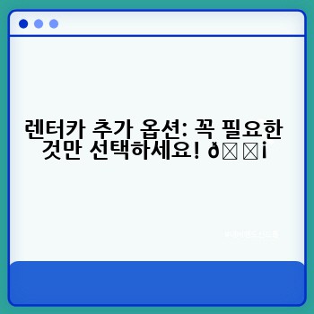 렌터카 추가 옵션: 꼭 필요한 것만 선택하세요! 💡