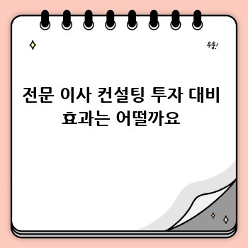 전문 이사 컨설팅 투자 대비 효과는 어떨까요