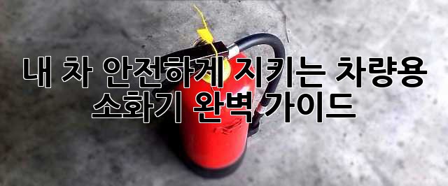 내 차, 안전하게 지키는 차량용 소화기 완벽 가이드