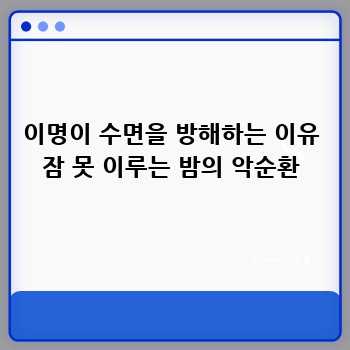 이명이 수면을 방해하는 이유 잠 못 이루는 밤의 악순환