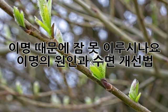 이명 때문에 잠 못 이루시나요? 이명의 원인과 수면 개선법