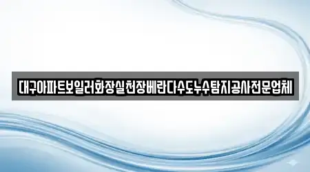 대구아파트보일러화장실천장베란다수도누수탐지공사전문업체
